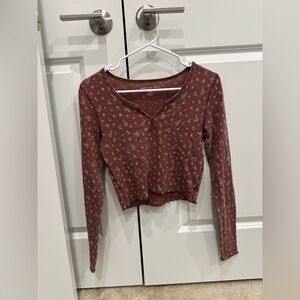 American Eagle Outfitters Burgundy Floral Blouse
